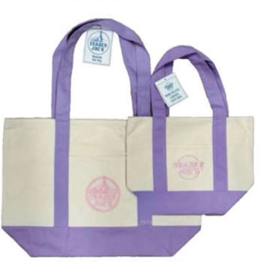 2 Trader Joe's canvas tote bag large&mini lavender 2026 Released